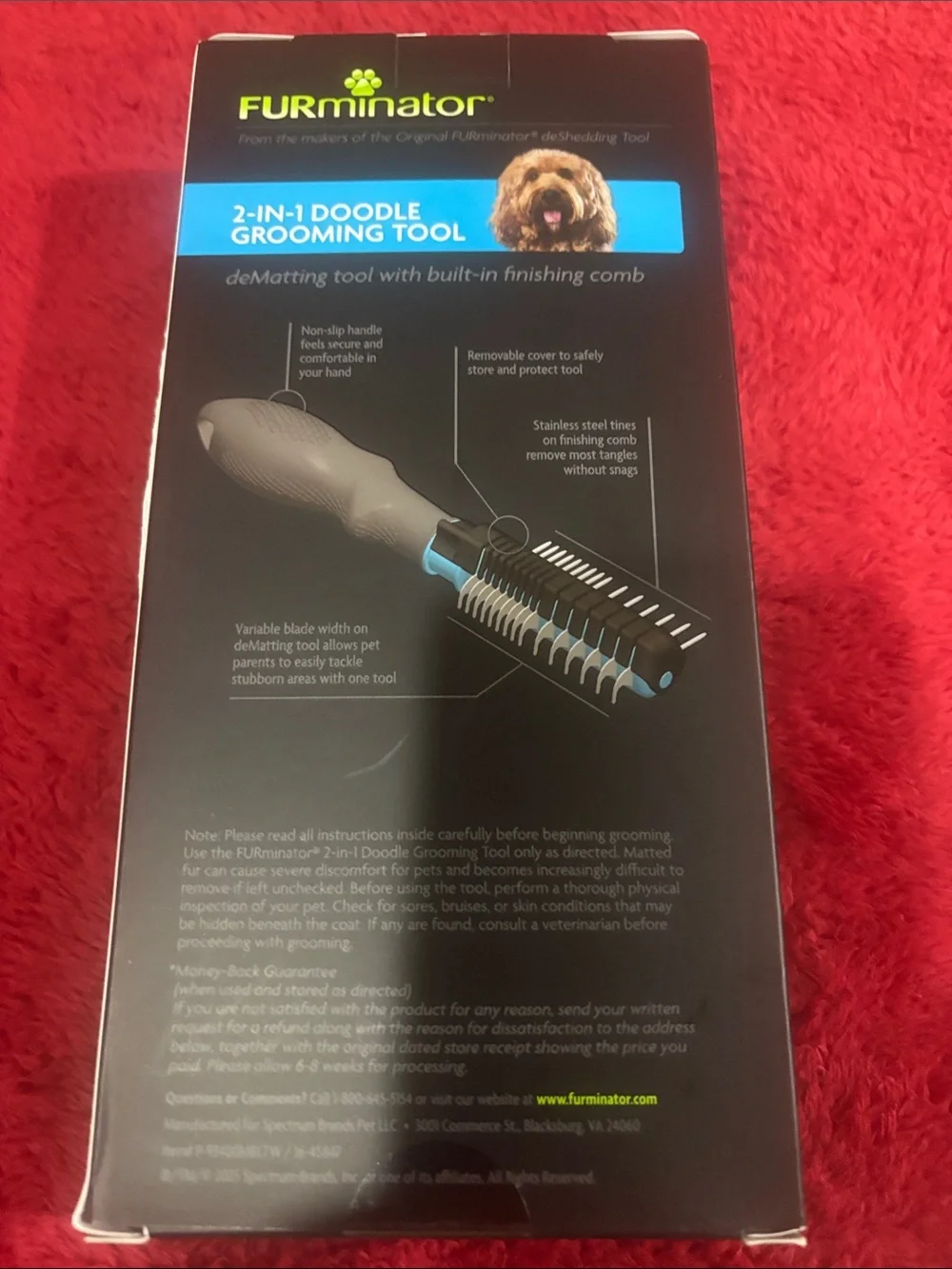 FURminator 2-in-1 Doodle Grooming Tool - Blue and Black